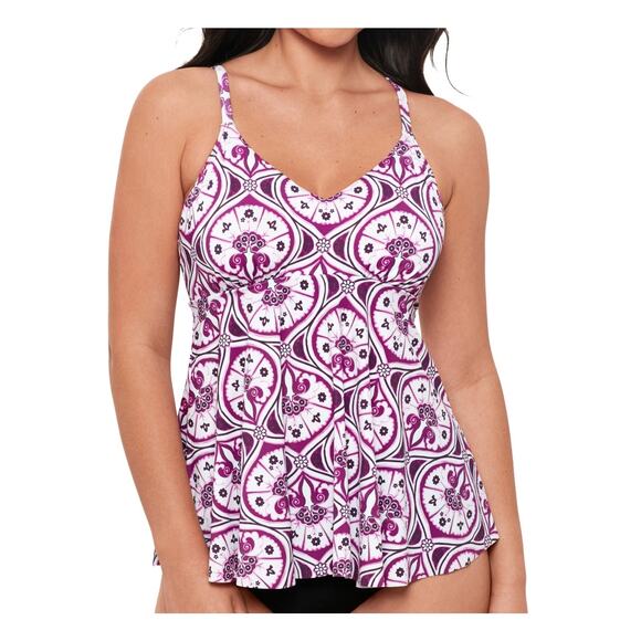 Swim Solutions Women's Tiletale V-Neck Tankini Top, SIZE 10 NWT - Picture 1 of 3